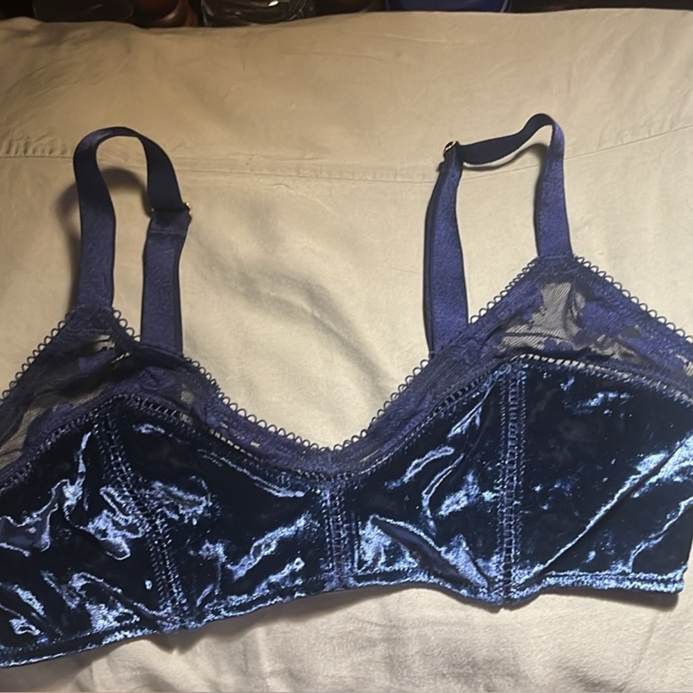 Victoria's Secret Midnight Blue Velvet Bralette